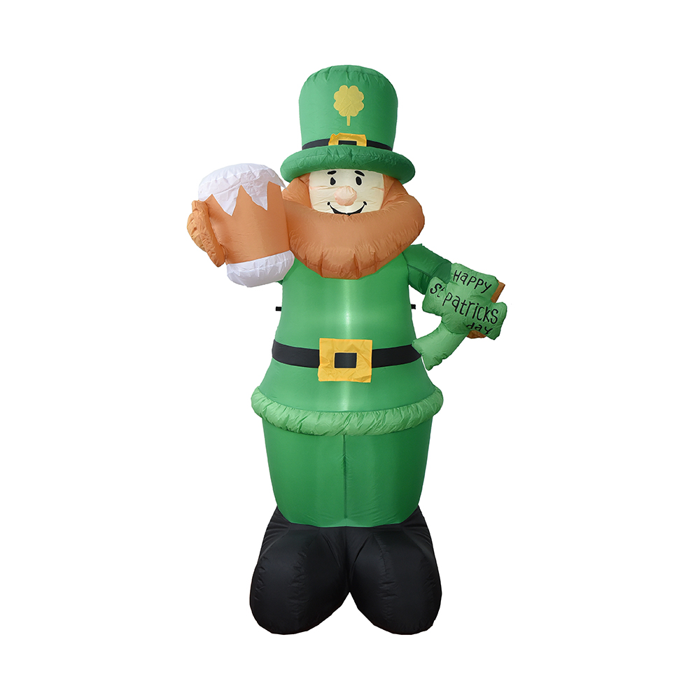 240 cm Christmas St. Patrick's Day oppustelig leprechaun med indbyggede lysdioder